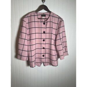Women’s 1980s Vintage Pink Boxy Blazer, large round buttons, Size 20W